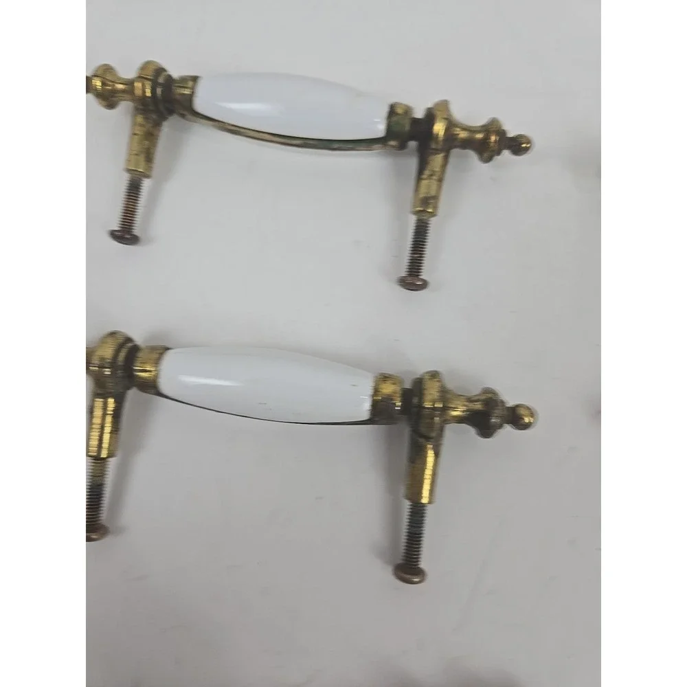 6 Antique White Porcelain & Brass 5
